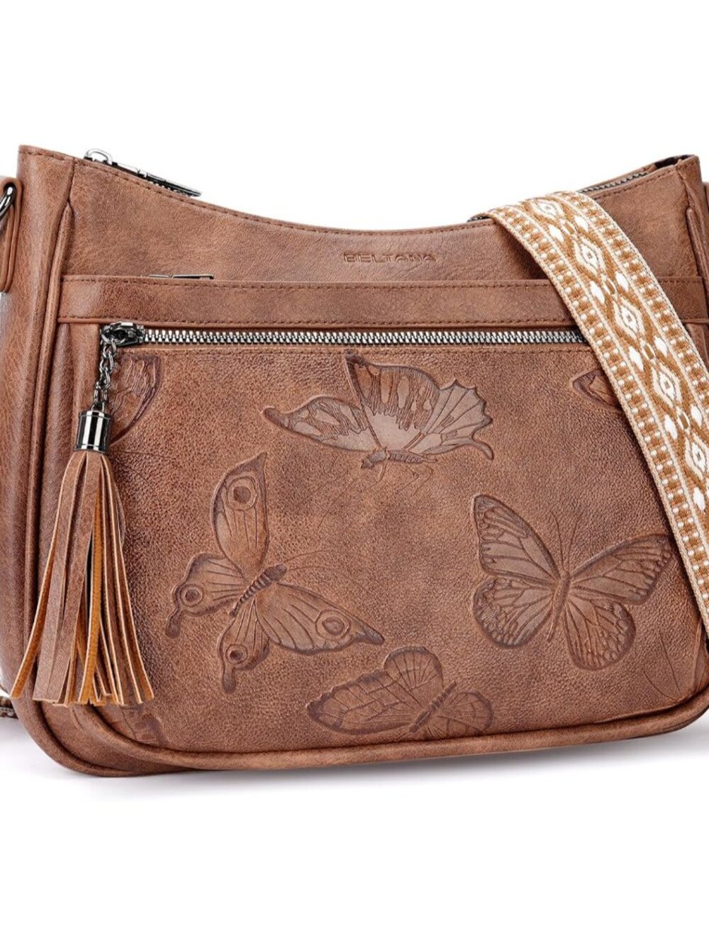 Crossbody Bags for Women Trendy Vegan Leather Hobo Purses Medium Butterfly Cross
